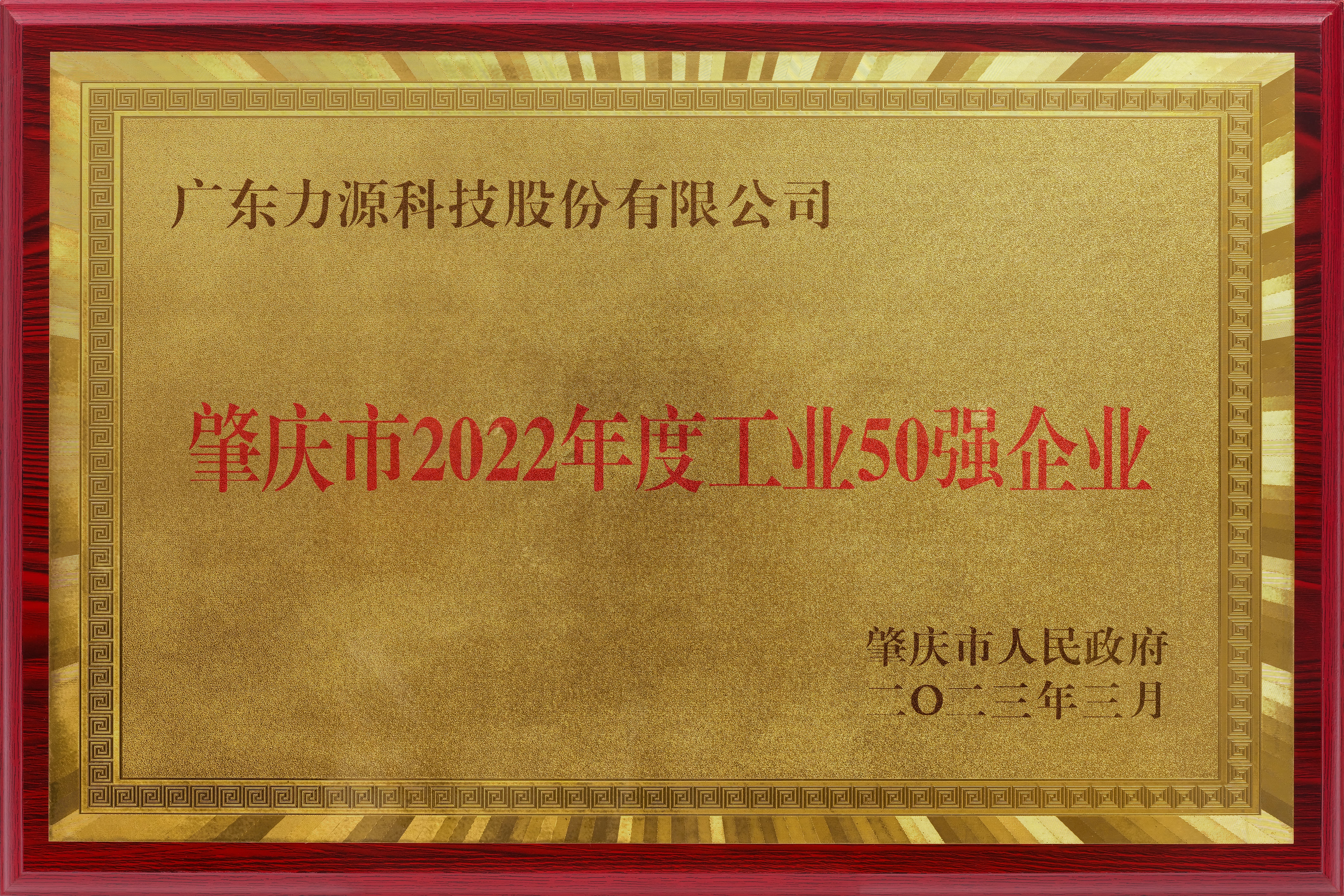 肇慶市工業50強企業稱號